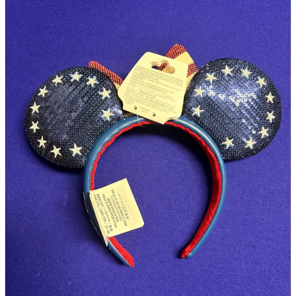 2026 Disney Parks Americana America Sequin Mickey Minnie Mouse Ear Headband New
